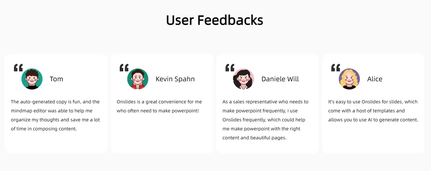 Onslides user feedback