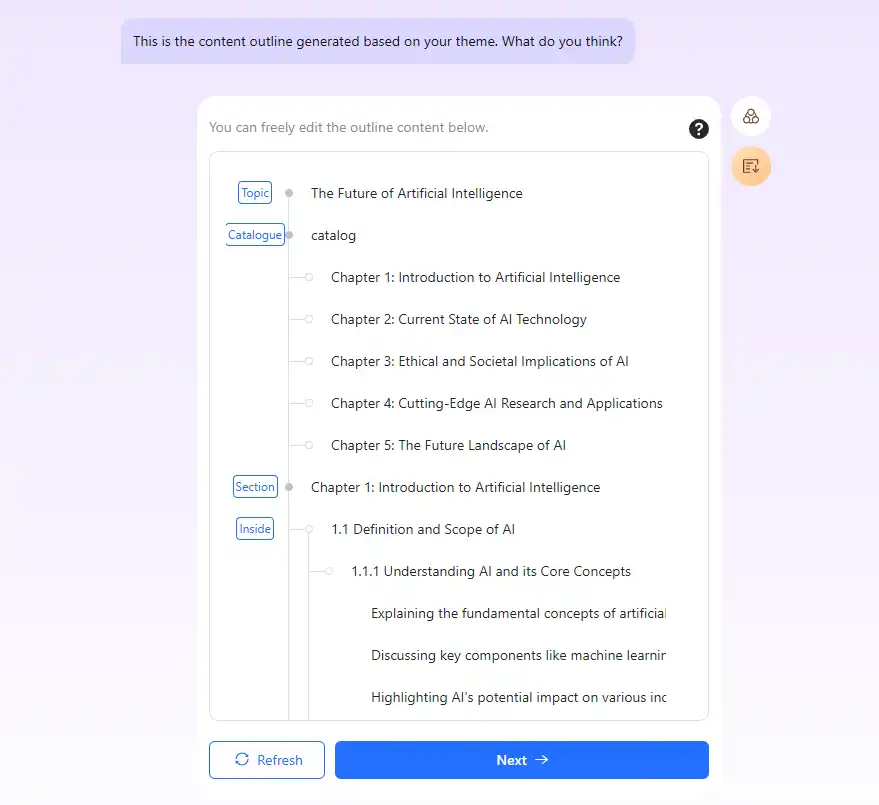 Onslides workspac generate content outline